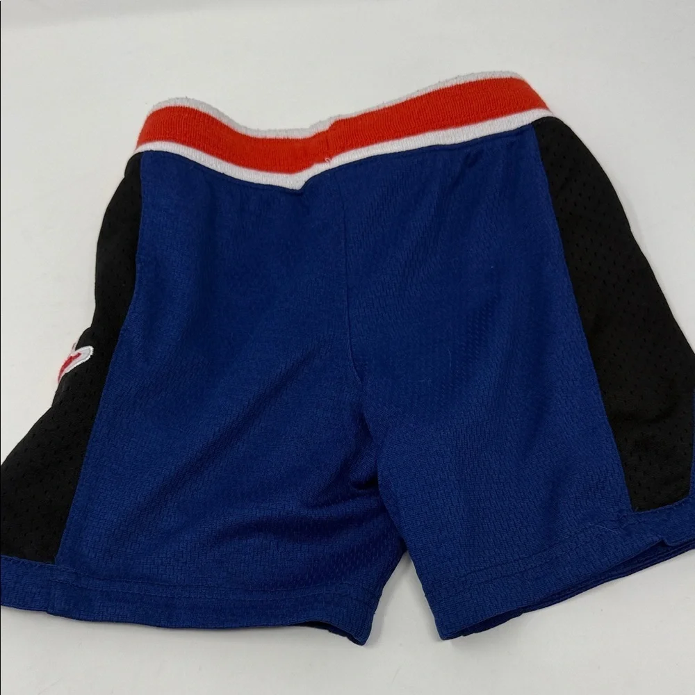 Nike Kids Blue Athletic Shorts -Red Waistband Trim 3-4 drawstring